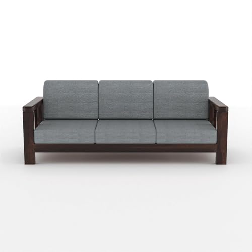 Image of Sheesham Solid Wood Six Seater Sofa Set for Living Room(6 Seater) (Walnut)