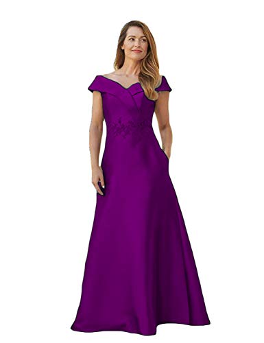 Stillluxy, vestido de novia de raso con bolsillos y hombros descubiertos, vestido de noche para mujer, boda, fiesta M56