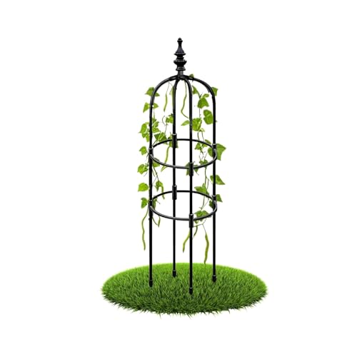 Obelisco per piante rampicanti, regolabile, in metallo, nero, 20 x 150 cm, ideale per cetrioli, rose, pomodori e decorazioni da giardino