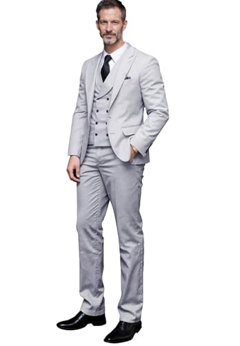 Men's Slim Fit 3-Piece Suit 2-Button Business Formal Tuxedo Suit Set for Wedding& Prom3