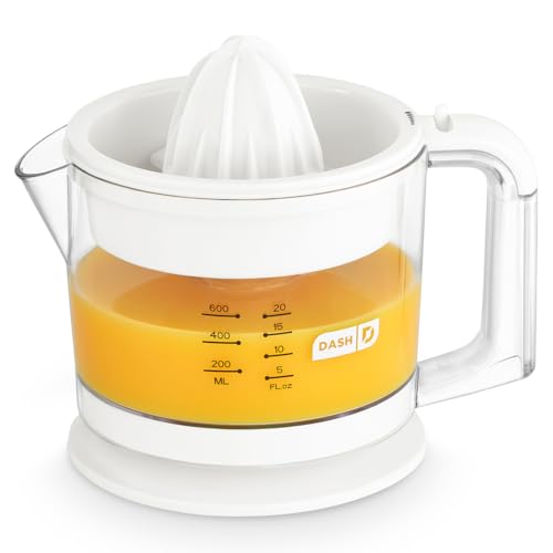 Dash Dual Electric Citrus Juicer Machine - Orange Juicer and Lemon Squeezer with Auto-Reversing Reamer, Adjustable Pulp Control, Mess-Free Spout, 20 oz Juice Container-Lime Squeezer for Home-White