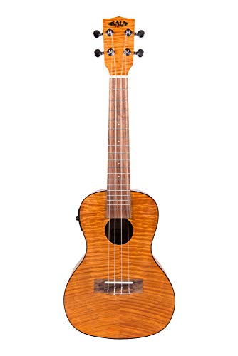 Kala KA CEM EQ Exotic Acajou Ukulélé de concert Natura avec sac - Les Beatles, Paul McCartney, John Lennon, RIngo Starr, George Harrison Kala KA CEM EQ Exotic Acajou Ukulélé de concert Natura avec sac