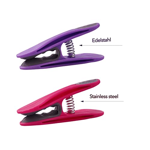 48 Clothes Pegs with Springs Made of Stainless Steel, Soft Grip, Soft Touch, Purple, Pink, Purple, Pink, Grey - Image 3
