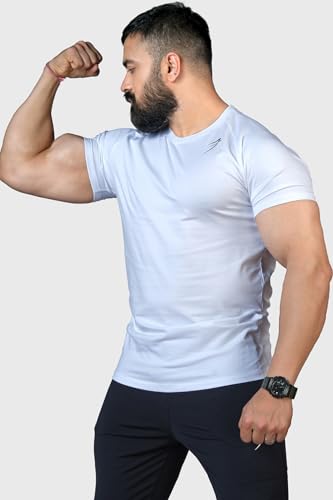Image of FUAARK Men's Solid Slim Fit Sports Gym T-Shirt