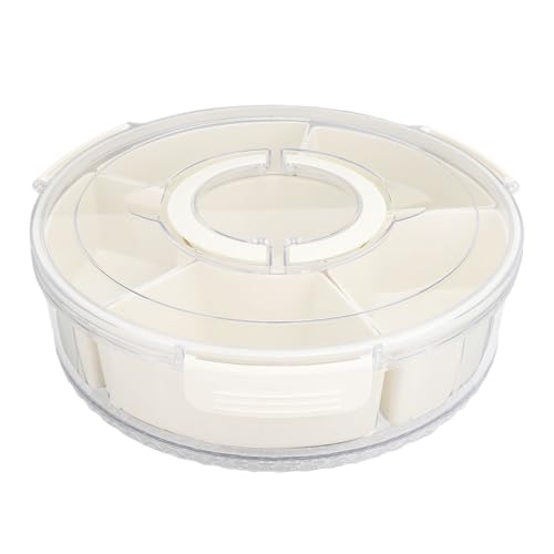 RIZGHWOY Contenedor Giratorio Dividido para Aperitivos, Bandeja de Plástico de con 6 Compartimentos, Ideal para Picnics, Playa, Fiestas, Viajes