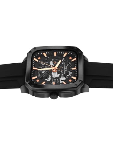 Image of French Connection See Through Black Square Dial | Black Silicone Strap Automatic Watch for Mens FCA18BBL