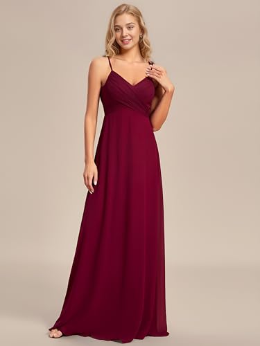Image of Ever-Pretty Women's Summer Backless Spaghetti Strap Chiffon Bridesmaid Dresses Empire Waist Formal Wedding Guest Dress