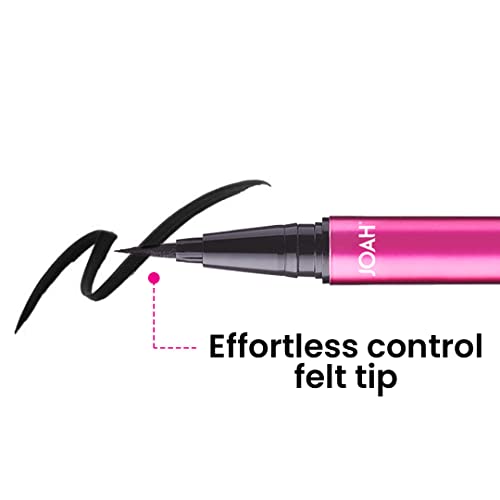 Joah Line Up Liquid Eyeliner With Precision Felt Tip, Waterproof, Long Lasting, Smudge Proof Eye Liner, Black #TOP2