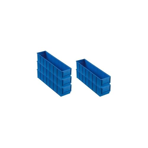 SparSet 5x Blaue Industriebox 400 S | HxBxT 8,1x9,1x40cm | 2,2 Liter | Sichtlagerkasten, Sortimentskasten, Sortimentsbox, Kleinteilebox