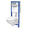 WC-set voorwandelement incl. drukplaat + wand WC Base Pro zonder spoelrand [made by Roca] + wc-bril met soft-close…
