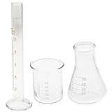 MAGICLULU 3 Stück Hochwertigem Borosilikatglas mit Becher Konischem Kolben und Graduiertem Messzylinder Hitzebeständig Langlebig für Chemie und Schule