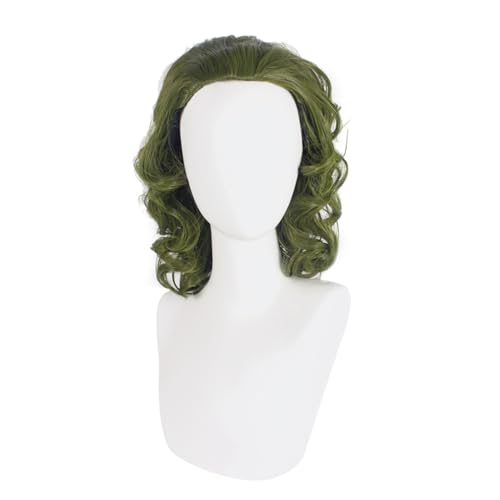 Haptufer Green Wig for Clown Costume - Short Wavy Fleck Wig - Easy to Use