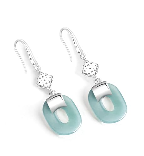 Boucles d'oreilles jadéite naturelle de catégorie A au design géométrique haut de gamme