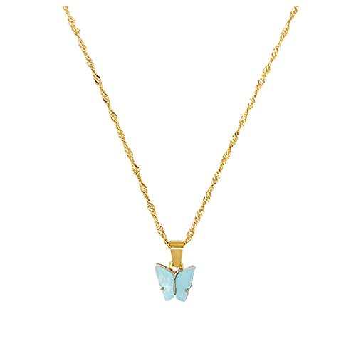 Enamel Colorful Dainty Acrylic Butterfly Pendant Necklace Bohemian Adjustable Minimalist Charm Jewelry Necklace Gift2