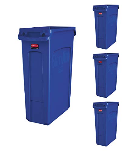 Caneca de basura Rubbermaid Slim Jim 23 gal azul pack 4