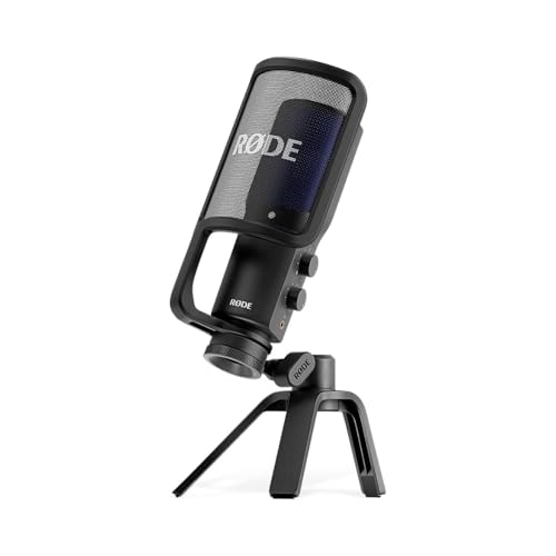 RØDE NT-USB+ Micrófono de Condensador USB de Grado Profesional con Interfaz de Audio Incorporada, para Transmisión y Grabación de Podcasting, Conectividad USB-C y Monitoreo de Auriculares