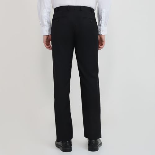 Image of Raymond Men Regular Fit Solid Pattern Poly Wool Blend Flat Front Formal Trouser