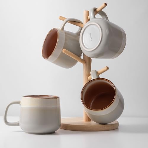 Ava Nord Ceramic Coffee Mugs Set of 4, 12 oz Stoneware Coffee Cups with Comfortable Handle for...