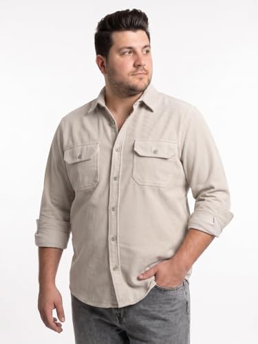 Image of Urbano Plus Men's Corduroy Full Sleeve Regular Fit Solid Overshirt with Utility Pockets