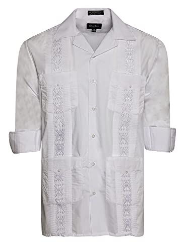 Men's Cuban Guayabera Long Sleeve Shirts Wedding Cigar Beach Bartender Casual2