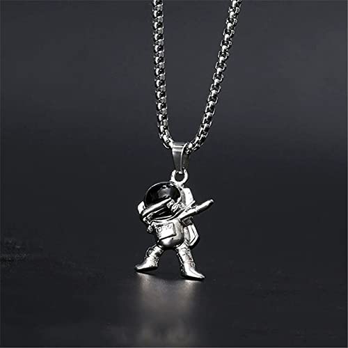Astronaut Necklace For Men Women Stainless Steel Silver Fashion Punk Rock Hip Hop Anime Edgy Trendy Cool Simple Unique Design Dance Astronaut Pendant Necklace Jewelry Gift For4