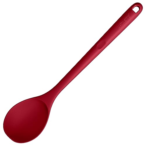 Image of U-Taste Silicone Cooking Spoon, 13.3 inch Long Large Mixing Spoon, Red