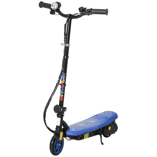 HOMCOM Patinete Eléctrico para Niños de 7-14 Años Plegable Faro LED Azul