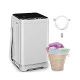 Portable Washing Machine, Full Automatic Portable Washer 17.7lbs Small Washing Machine 10 Wash Programs, 24hr Timer, Drain Hose, Apartment Washer Machines for RV, Dorm, College, Home, Off-White