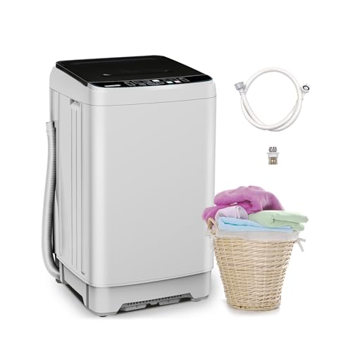 Image of Portable Washing Machine, Full Automatic Portable Washer 17.7lbs Small Washing Machine 10 Wash Programs, 24hr Timer, Drain Hose, Apartment Washer Machines for RV, Dorm, College, Home, Off-White