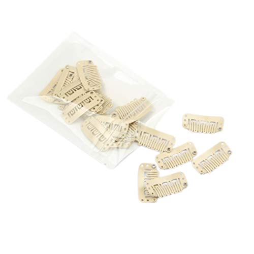 20pcs U-Shape Stainless Snap Clips for Wigs, Hair Extensions,Hairpieces,Wig Accessories Clips, Wig Combs (Beige)