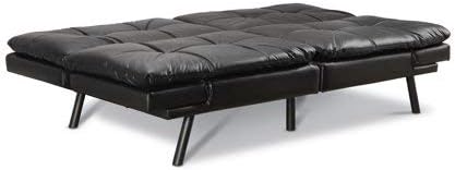 Mainstay Memory Foam Futon,Black PU (Black PU) (Black Leather)