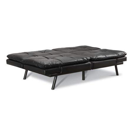 Mainstay Memory Foam Futon,Black PU (Black PU) (Black Leather)
