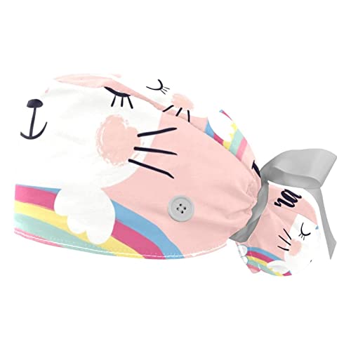 Casquettes de travail JDEZ anti-transpiration : lot de 2 chapeaux bouffants à motifs colorés
