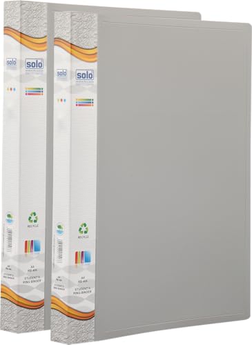 Image of Solo 2-D A4 Ring Binder File Folder - Pack of 2| Office Document Organizer with Inside Pocket, Presentation Display Plastic File for Certificates, Portfolio, Papers & Projects