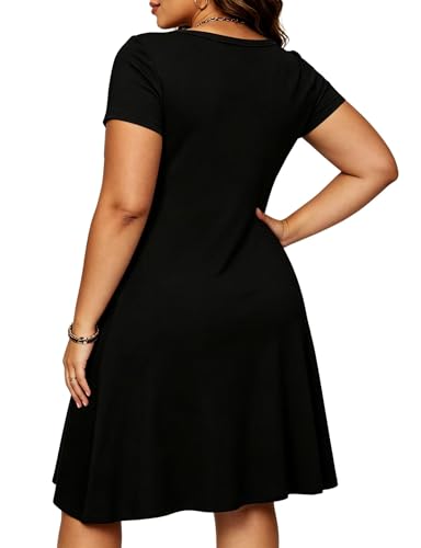 Image of Afibi Womens Short Sleeve Loose Pockets Dress Casual Swing T-Shirt Dresses