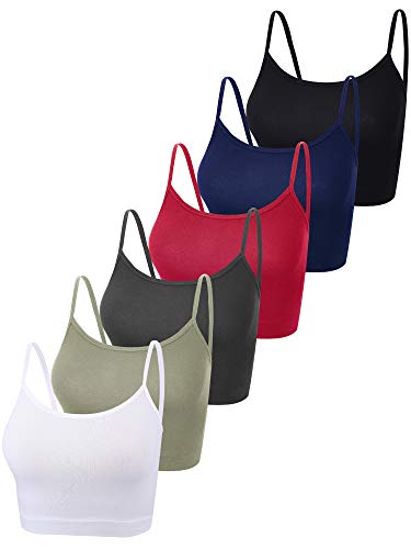 Image of SATINIOR 6 Pack Women Crop Tops Cropped Tank Top Bundle Sleeveless Spaghetti Strap for Sports Yoga