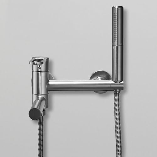 Mitigeur de baignoire cascade mural gris anti-éclaboussures avec bec pivotant pratique