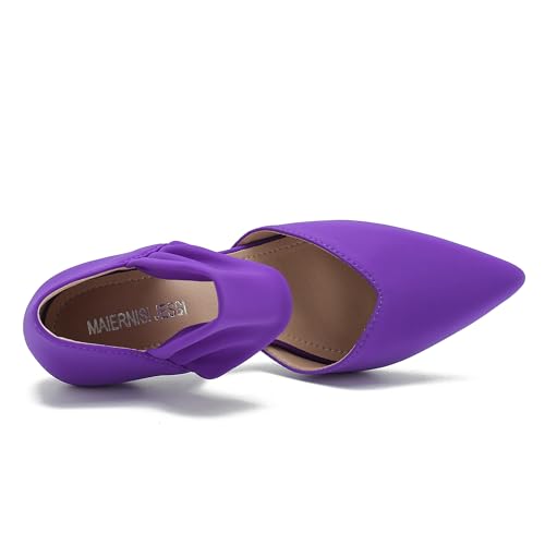 MAIERNISI JESSI Kitten Heels for Women Closed Pinted Toe Low Heels Slip on Ankle Strap Elegant Dress Pumps4