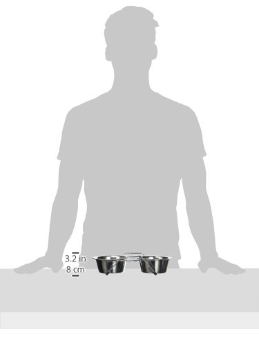 Kerbl Pet Doppelnapfständer, 2x450ml, 29x13,5x7cm, aus rostfreiem Edelstahl, Katzen, kleine und große Hunde, Hundenäpfe, Futter und Wasser
