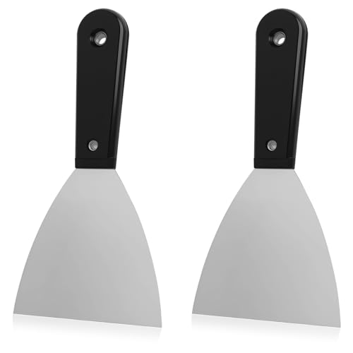 Set De 2 Espátulas Cocina Acero Inoxidable Con Mango Antideslizante, Espátula Metálica Barbacoa Y Raspador Plancha Cocina Rígido, Utensilio Profesional Para Parrilla Y Grill