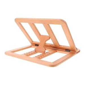 LALAFINA Wooden Laptop Riser Stand with 6-level Adjustable Height and Angle, Foldable Design with Handle, Portable Ventilated Laptop Stand for Office and Gaming Use