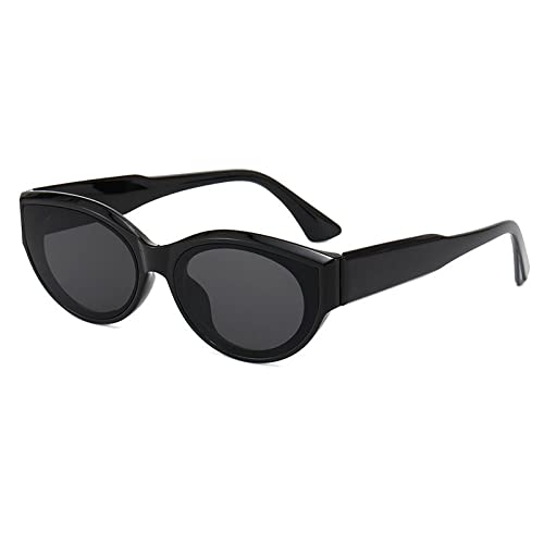 Lunettes de soleil à monture ovale rétro petite monture noire UV400