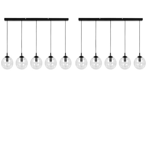 Image of SAH 10-Light Globe Cluster Chandelier Light Clear Glass Hanging Ceiling Fixture for Living Room,Elegant Contemporary Design with Adjustable Cords, Perfect for Home Interiors (with Bulb)
