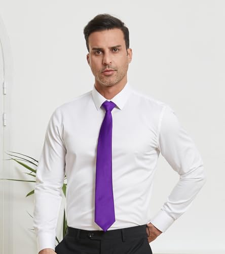 Image of DecTwig Men's Ties Solid Color Formal Neckties 3.15 inch (8CM) Black Ties For Men
