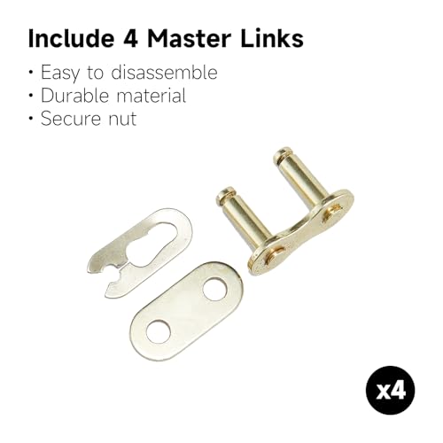 HILAKE 420H Motorcycle Chain 132 Links Non O-Ring with Connecting Master Link and Chain Breaker Heavy Duty Drive Chain for Motorcycle Bicycle Go Kart Mini Trail Bike