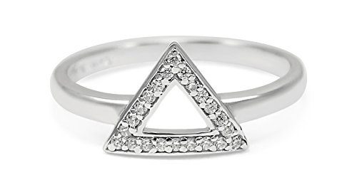 The Collegiate Standard Delta- Geometric inspired Triangle Sterling Silver Ring with CZs (7)