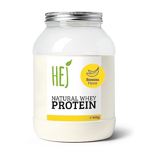HEJ Whey Protein Pulver - Eiweißpulver für Muskelaufbau & Fitness - 23,1g Eiweiß pro Portion - Als Shake oder Zutat - Banane 900g HEJ Whey Protein Pulver - Eiweißpulver für Muskelaufbau & Fitness - 23,1g Eiweiß pro Portion - Als Shake oder Zutat - Banane 900g