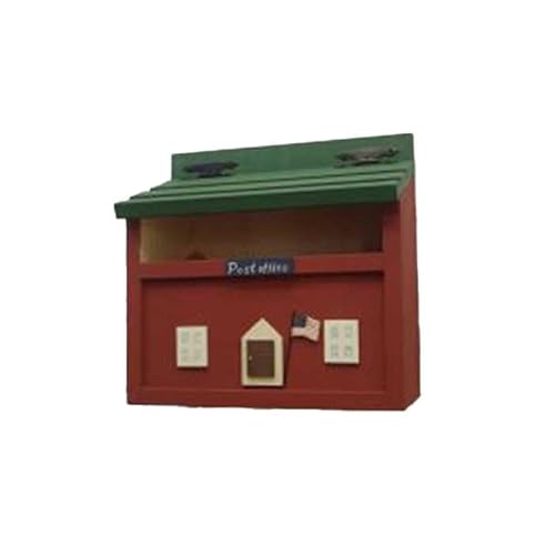 回覧板も入る横広タイプ 壁掛け横長POST カントリーレッド