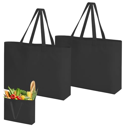 dogmoon Baumwolltasche, 2 Stück 45x35x8cm Groß Einkaufstasche, Baumwollbeutel Stoffbeutel, Jutebeutel, Stoffbeutel Unbedruckt, Wiederverwendbare Jutebeutel(Schwarz) dogmoon Baumwolltasche, 2 Stück 45x35x8cm Groß Einkaufstasche, Baumwollbeutel Stoffbeutel, Jutebeutel, Stoffbeutel Unbedruckt, Wiederverwendbare Jutebeutel(Schwarz)