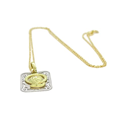 Medalla de oro bicolor Virgen Niña con cadena 45cm